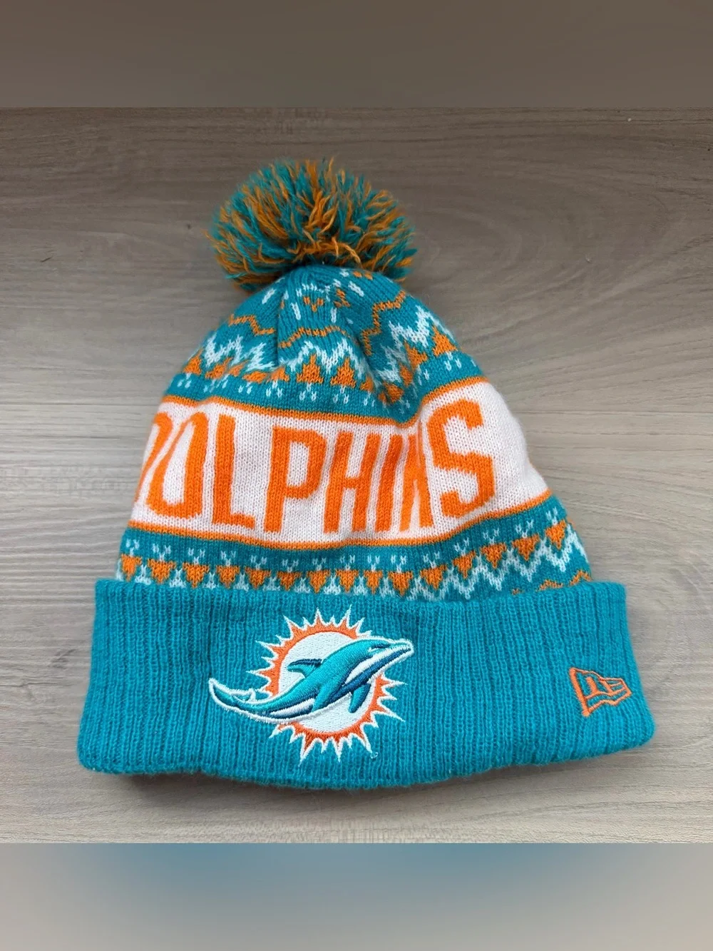 New Era Miami Dolphins Beanie Pom Pom NFL Football Youth